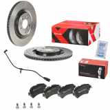 BREMBO Bremsscheibe 09.B969.1X + Bremsbelagsatz, Scheibenbremse P 85 154 + Warnkontakt, Bremsbelagverschleiß A 00 524