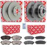 FEBI BILSTEIN Bremsscheibe 26049 + Bremsscheibe 28153 + Bremsbelagsatz, Scheibenbremse 170666 + Bremsbelagsatz, Scheibenbremse 16643