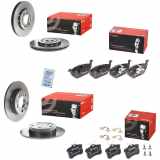 BREMBO Bremsbelagsatz, Scheibenbremse P 85 041 + Bremsbelagsatz, Scheibenbremse P 85 020 + Bremsscheibe 08.7165.11 + Bremsscheibe 09.7011.11