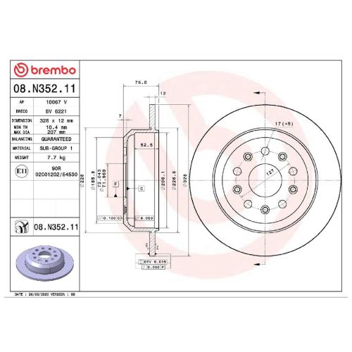 BREMBO Bremsscheibe 08.N352.11 + Bremsbelagsatz, Scheibenbremse P 37 026 Bild BREMBO Bremsscheibe 08.N352.11 + Bremsbelagsatz, Scheibenbremse P 37 026