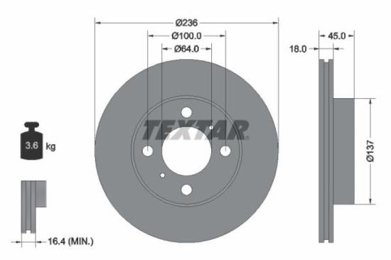 TEXTAR Bremsscheibe 92089400 + Bremsbelagsatz, Scheibenbremse 2165001 Bild TEXTAR Bremsscheibe 92089400 + Bremsbelagsatz, Scheibenbremse 2165001