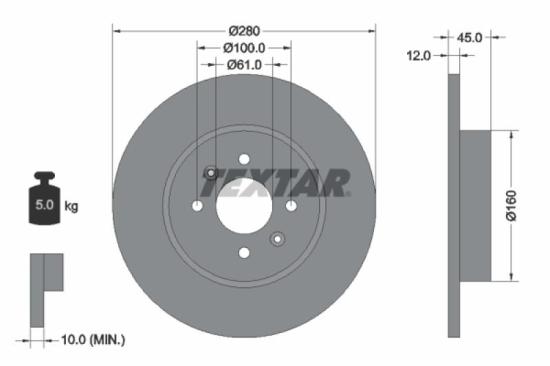 TEXTAR Bremsscheibe 92181203 + Bremsbelagsatz, Scheibenbremse 2355702 Bild TEXTAR Bremsscheibe 92181203 + Bremsbelagsatz, Scheibenbremse 2355702