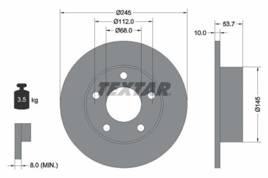 TEXTAR Bremsbelagsatz, Scheibenbremse 2355402 + Bremsscheibe 92090800 Bild TEXTAR Bremsbelagsatz, Scheibenbremse 2355402 + Bremsscheibe 92090800