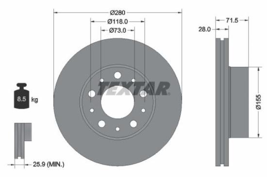 TEXTAR Bremsscheibe 92286103 + Bremsbelagsatz, Scheibenbremse 2446902 Bild TEXTAR Bremsscheibe 92286103 + Bremsbelagsatz, Scheibenbremse 2446902