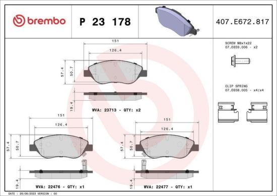 BREMBO Bremsscheibe 09.5180.41 + Bremsbelagsatz, Scheibenbremse P 23 178 Bild BREMBO Bremsscheibe 09.5180.41 + Bremsbelagsatz, Scheibenbremse P 23 178