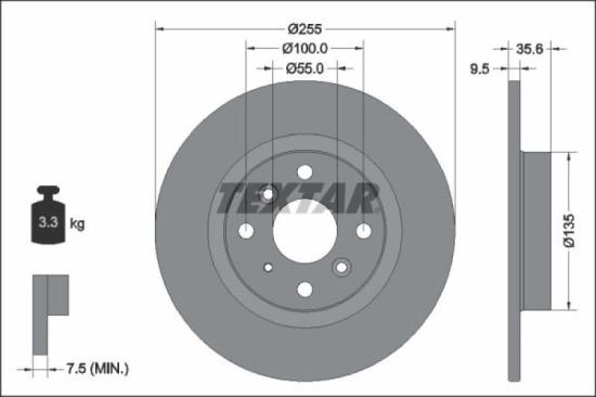 TEXTAR Bremsscheibe 92338203 + Bremsbelagsatz, Scheibenbremse 2429801 Bild TEXTAR Bremsscheibe 92338203 + Bremsbelagsatz, Scheibenbremse 2429801