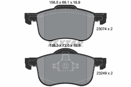 TEXTAR Bremsbelagsatz, Scheibenbremse 2307401 + Bremsscheibe 92100503 Bild TEXTAR Bremsbelagsatz, Scheibenbremse 2307401 + Bremsscheibe 92100503