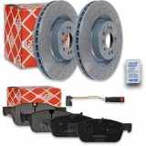 FEBI BILSTEIN Bremsscheibe 104952 + Warnkontakt, Bremsbelagverschleiß 22663 + Bremsbelagsatz, Scheibenbremse 116236