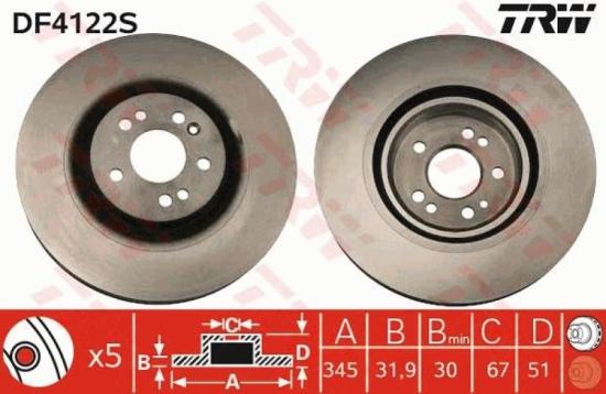 TRW Bremsscheibe DF4222S + Bremsbelagsatz, Scheibenbremse GDB1454 Bild TRW Bremsscheibe DF4222S + Bremsbelagsatz, Scheibenbremse GDB1454