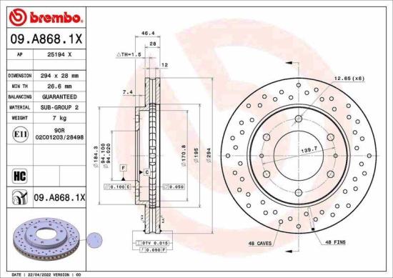 BREMBO Bremsbelagsatz, Scheibenbremse P 54 038 + Bremsscheibe 09.A868.1X Bild BREMBO Bremsbelagsatz, Scheibenbremse P 54 038 + Bremsscheibe 09.A868.1X