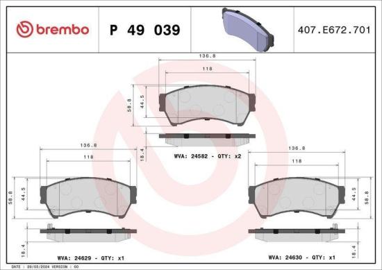 BREMBO Bremsscheibe 09.B272.10 + Bremsbelagsatz, Scheibenbremse P 49 039 Bild BREMBO Bremsscheibe 09.B272.10 + Bremsbelagsatz, Scheibenbremse P 49 039