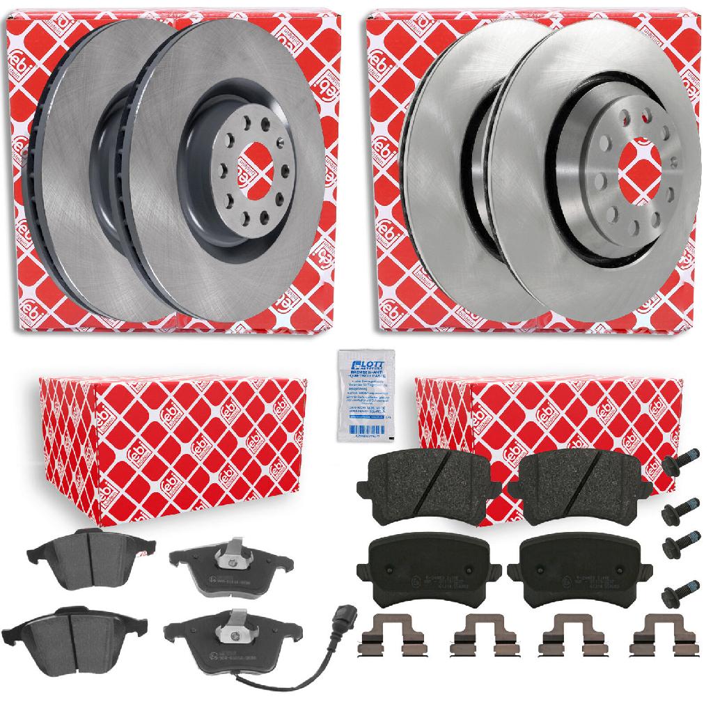 FEBI BILSTEIN Bremsbelagsatz, Scheibenbremse 16991 + Bremsbelagsatz, Scheibenbremse 16538 + Bremsscheibe 24386 + Bremsscheibe 34254