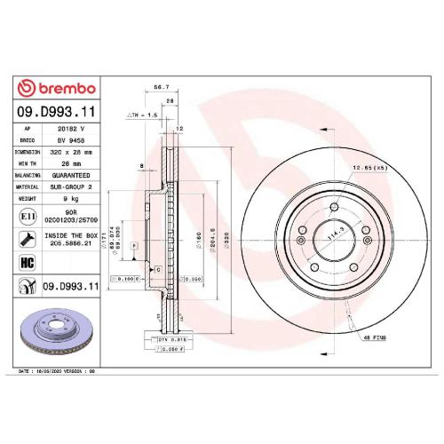 BREMBO Bremsbelagsatz, Scheibenbremse P 30 108 + Bremsscheibe 09.D993.11 Bild BREMBO Bremsbelagsatz, Scheibenbremse P 30 108 + Bremsscheibe 09.D993.11