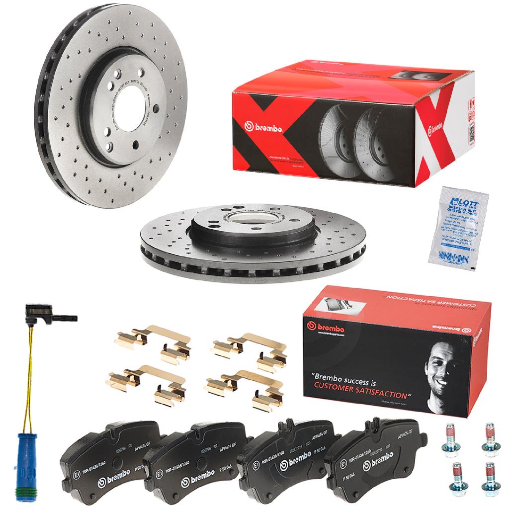 BREMBO Bremsbelagsatz, Scheibenbremse P 50 046 + Bremsscheibe 09.8304.2X + Warnkontakt, Bremsbelagverschleiß A 00 377