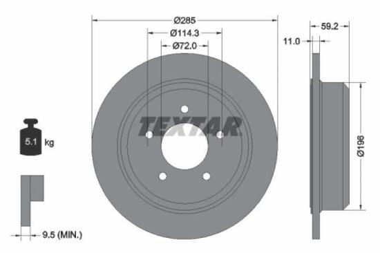 TEXTAR Bremsscheibe 92169403 + Bremsbelagsatz, Scheibenbremse 2450601 Bild TEXTAR Bremsscheibe 92169403 + Bremsbelagsatz, Scheibenbremse 2450601