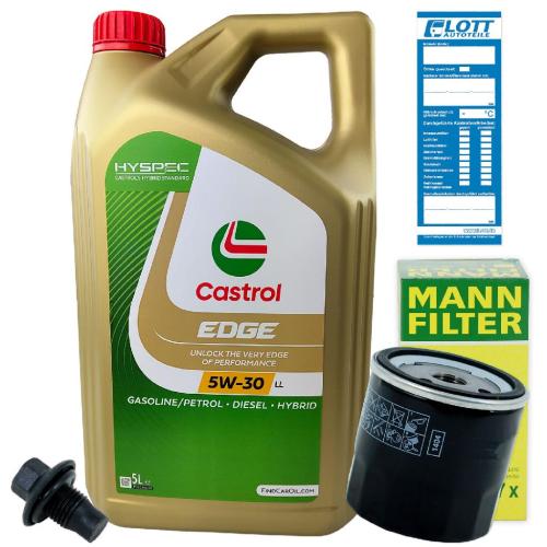 Ölwechsel Set 5L 5W30 Öl Motoröl CASTROL + MANN Ölfilter + Ablassschraube Bild Ölwechsel Set 5L 5W30 Öl Motoröl CASTROL + MANN Ölfilter + Ablassschraube