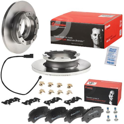 BREMBO Warnkontakt, Bremsbelagverschleiß A 00 505 + Bremsbelagsatz, Scheibenbremse P 24 160 + Bremsscheibe 08.D505.20 Bild BREMBO Warnkontakt, Bremsbelagverschleiß A 00 505 + Bremsbelagsatz, Scheibenbremse P 24 160 + Bremsscheibe 08.D505.20