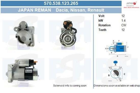 Starter 12 V 1,4 kW BV PSH 570.538.123.265 Bild Starter 12 V 1,4 kW BV PSH 570.538.123.265