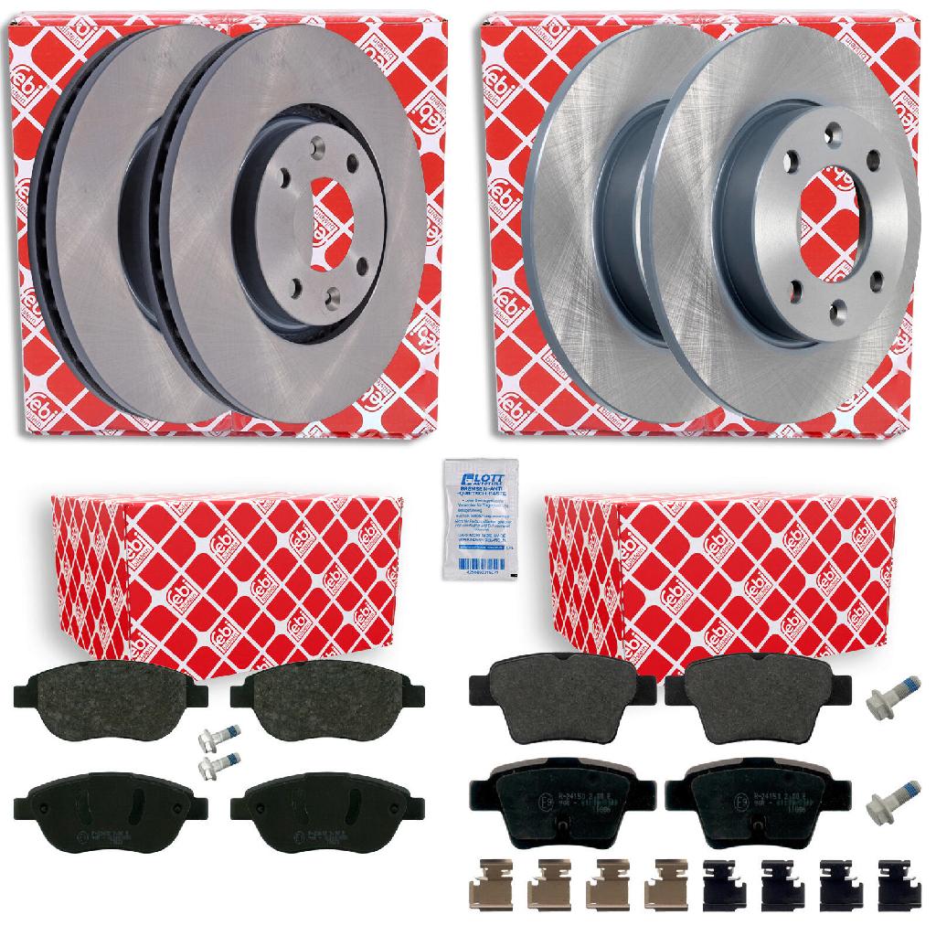 FEBI BILSTEIN Bremsbelagsatz, Scheibenbremse 16813 + Bremsscheibe 21966 + Bremsscheibe 21121 + Bremsbelagsatz, Scheibenbremse 16422