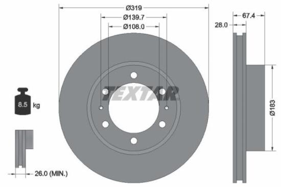 TEXTAR Bremsscheibe 92274903 + Bremsbelagsatz, Scheibenbremse 2402403 Bild TEXTAR Bremsscheibe 92274903 + Bremsbelagsatz, Scheibenbremse 2402403