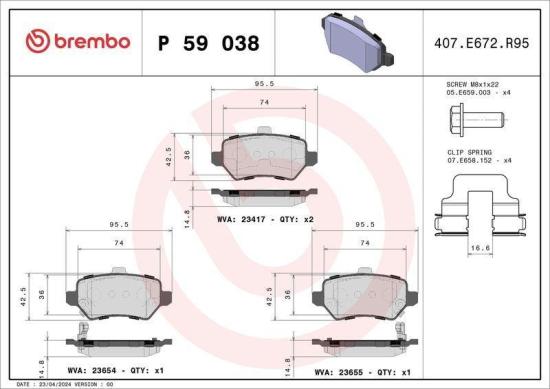 BREMBO Bremsscheibe 08.7627.11 + Bremsbelagsatz, Scheibenbremse P 59 038 Bild BREMBO Bremsscheibe 08.7627.11 + Bremsbelagsatz, Scheibenbremse P 59 038