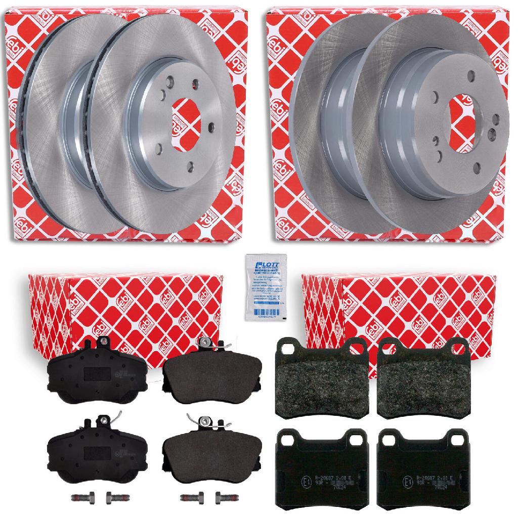 FEBI BILSTEIN Bremsbelagsatz, Scheibenbremse 16067 + Bremsbelagsatz, Scheibenbremse 16154 + Bremsscheibe 08138 + Bremsscheibe 08129