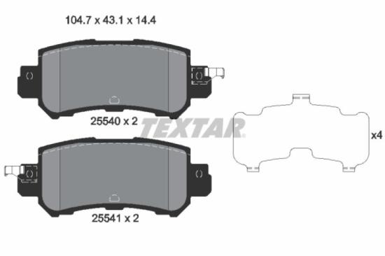 TEXTAR Bremsbelagsatz, Scheibenbremse 2554001 + Bremsscheibe 92242703 Bild TEXTAR Bremsbelagsatz, Scheibenbremse 2554001 + Bremsscheibe 92242703