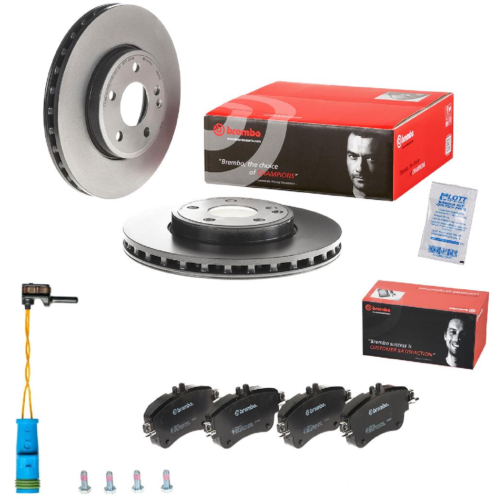 BREMBO Bremsscheibe 09.B344.41 + Warnkontakt, Bremsbelagverschleiß A 00 353 + Bremsbelagsatz, Scheibenbremse P 50 094