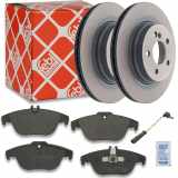 FEBI BILSTEIN Bremsbelagsatz, Scheibenbremse 16736 + Bremsscheibe 43838 + Warnkontakt, Bremsbelagverschleiß 19186