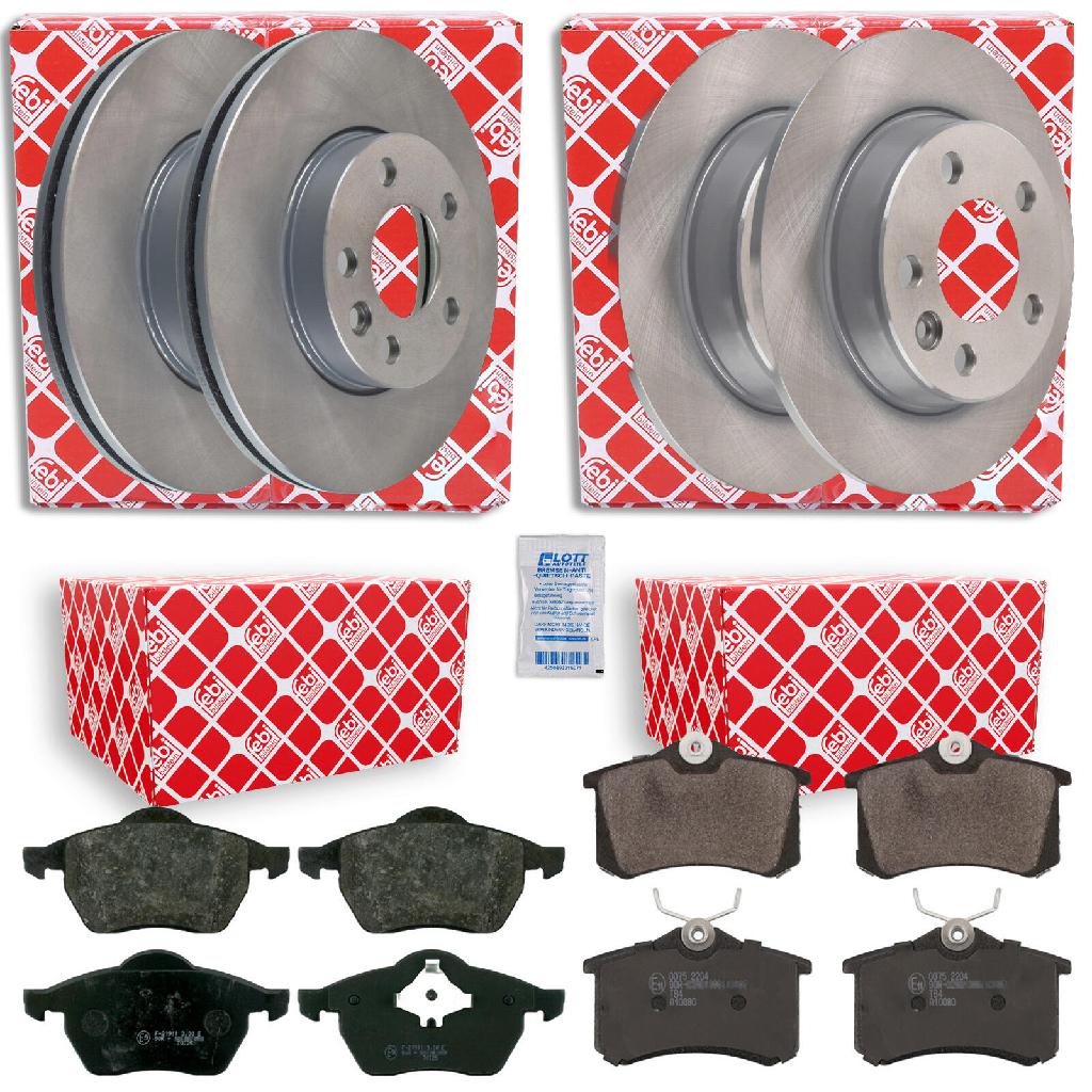 FEBI BILSTEIN Bremsbelagsatz, Scheibenbremse 16280 + Bremsscheibe 14160 + Bremsbelagsatz, Scheibenbremse 16488 + Bremsscheibe 14162