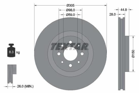 TEXTAR Bremsscheibe 92228503 + Bremsbelagsatz, Scheibenbremse 2416202 Bild TEXTAR Bremsscheibe 92228503 + Bremsbelagsatz, Scheibenbremse 2416202