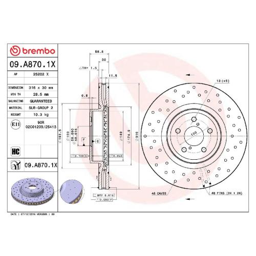 BREMBO Bremsbelagsatz, Scheibenbremse P 78 013 + Bremsscheibe 09.A870.1X Bild BREMBO Bremsbelagsatz, Scheibenbremse P 78 013 + Bremsscheibe 09.A870.1X