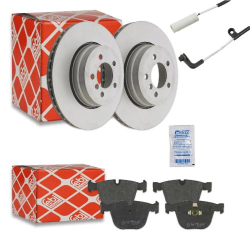 FEBI BILSTEIN Bremsscheibe 31723 + Warnkontakt, Bremsbelagverschleiß 23123 + Bremsbelagsatz, Scheibenbremse 16467 Bild FEBI BILSTEIN Bremsscheibe 31723 + Warnkontakt, Bremsbelagverschleiß 23123 + Bremsbelagsatz, Scheibenbremse 16467