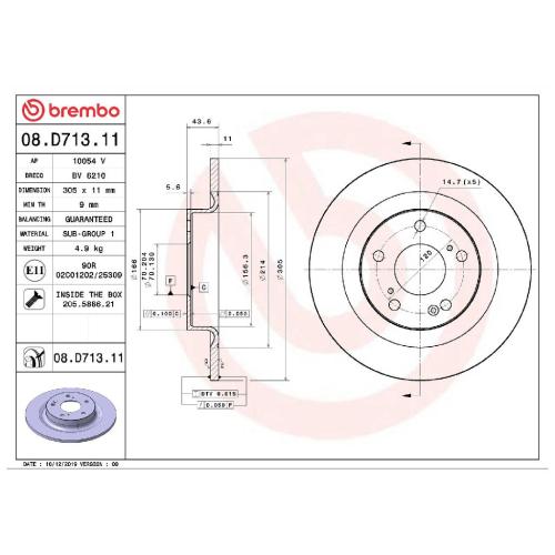 BREMBO Bremsbelagsatz, Scheibenbremse P 28 089 + Bremsscheibe 08.D713.11 Bild BREMBO Bremsbelagsatz, Scheibenbremse P 28 089 + Bremsscheibe 08.D713.11