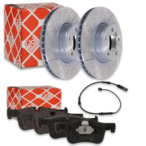 FEBI BILSTEIN Bremsscheibe 105724 + Warnkontakt, Bremsbelagverschleiß 39138 + Bremsbelagsatz, Scheibenbremse 16884 Bild FEBI BILSTEIN Bremsscheibe 105724 + Warnkontakt, Bremsbelagverschleiß 39138 + Bremsbelagsatz, Scheibenbremse 16884