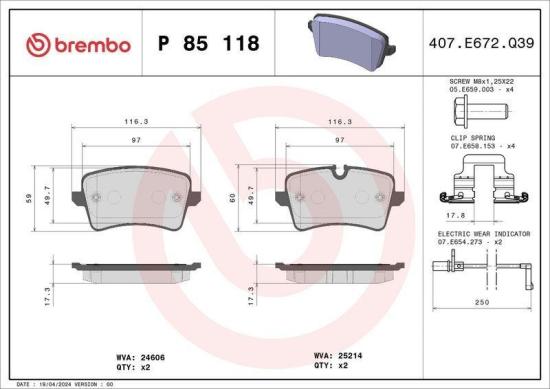 BREMBO Bremsscheibe 08.A759.11 + Bremsbelagsatz, Scheibenbremse P 85 118 Bild BREMBO Bremsscheibe 08.A759.11 + Bremsbelagsatz, Scheibenbremse P 85 118