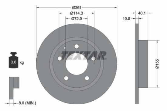 TEXTAR Bremsbelagsatz, Scheibenbremse 2176603 + Bremsscheibe 92062100 Bild TEXTAR Bremsbelagsatz, Scheibenbremse 2176603 + Bremsscheibe 92062100