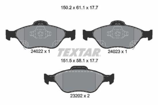 TEXTAR Bremsbelagsatz, Scheibenbremse 2402201 + Bremsscheibe 92156100 Bild TEXTAR Bremsbelagsatz, Scheibenbremse 2402201 + Bremsscheibe 92156100