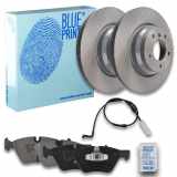 FEBI BILSTEIN Warnkontakt, Bremsbelagverschleiß 30613 BLUE PRINT Bremsbelagsatz, Scheibenbremse ADBP420025 + Bremsscheibe ADB114306