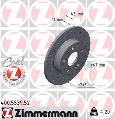 ZIMMERMANN Bremsscheibe 400.5539.52 + Bremsbelagsatz, Scheibenbremse 22986.170.2 Bild ZIMMERMANN Bremsscheibe 400.5539.52 + Bremsbelagsatz, Scheibenbremse 22986.170.2