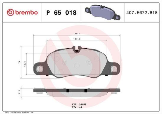 BREMBO Bremsscheibe 09.D931.11 + Bremsscheibe 09.D930.11 + Warnkontakt, Bremsbelagverschleiß A 00 502 + Bremsbelagsatz, Scheibenbremse P 65 018 Bild BREMBO Bremsscheibe 09.D931.11 + Bremsscheibe 09.D930.11 + Warnkontakt, Bremsbelagverschleiß A 00 502 + Bremsbelagsatz, Scheibenbremse P 65 018