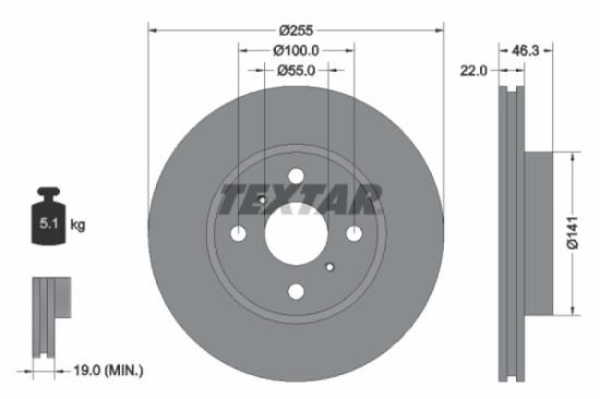 TEXTAR Bremsbelagsatz, Scheibenbremse 2402201 + Bremsscheibe 92156100 Bild TEXTAR Bremsbelagsatz, Scheibenbremse 2402201 + Bremsscheibe 92156100