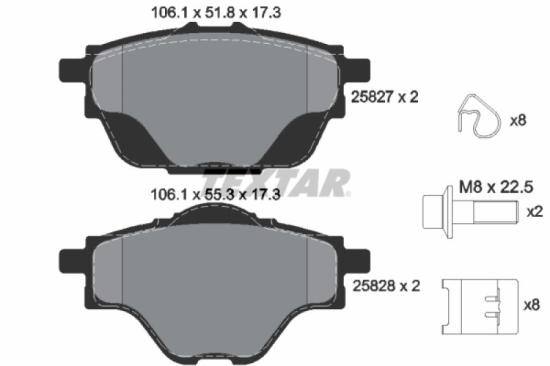 TEXTAR Bremsscheibe 92283403 + Bremsbelagsatz, Scheibenbremse 2582701 + Bremsbelagsatz, Scheibenbremse 2221801 + Bremsscheibe 92267303 Bild TEXTAR Bremsscheibe 92283403 + Bremsbelagsatz, Scheibenbremse 2582701 + Bremsbelagsatz, Scheibenbremse 2221801 + Bremsscheibe 92267303