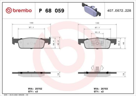 BREMBO Bremsscheibe 09.9078.21 + Bremsbelagsatz, Scheibenbremse P 68 059 Bild BREMBO Bremsscheibe 09.9078.21 + Bremsbelagsatz, Scheibenbremse P 68 059