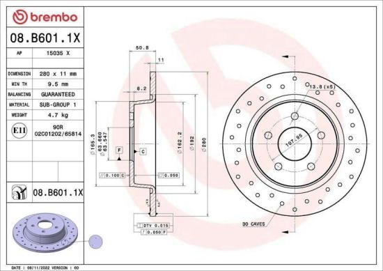BREMBO Bremsbelagsatz, Scheibenbremse P 24 148 + Bremsscheibe 08.B601.1X Bild BREMBO Bremsbelagsatz, Scheibenbremse P 24 148 + Bremsscheibe 08.B601.1X