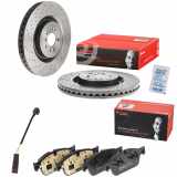BREMBO Bremsscheibe 09.B805.11 + Bremsbelagsatz, Scheibenbremse P 50 102 + Warnkontakt, Bremsbelagverschleiß A 00 470