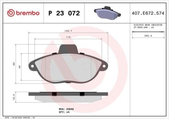 BREMBO Bremsbelagsatz, Scheibenbremse P 23 072 + Bremsscheibe 09.9631.34 Bild BREMBO Bremsbelagsatz, Scheibenbremse P 23 072 + Bremsscheibe 09.9631.34