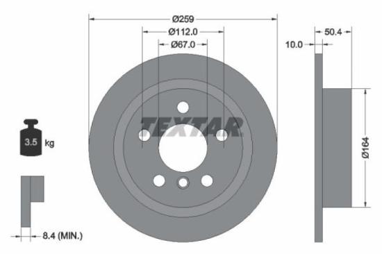 TEXTAR Bremsscheibe 92279303 + Bremsbelagsatz, Scheibenbremse 2598001 + Warnkontakt, Bremsbelagverschleiß 98052100 Bild TEXTAR Bremsscheibe 92279303 + Bremsbelagsatz, Scheibenbremse 2598001 + Warnkontakt, Bremsbelagverschleiß 98052100