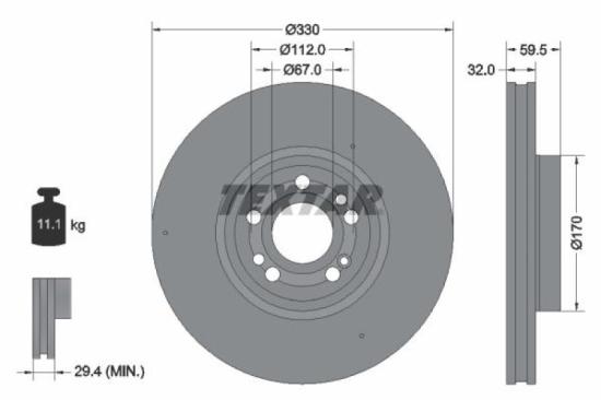TEXTAR Bremsscheibe 92307105 + Warnkontakt, Bremsbelagverschleiß 98048700 + Bremsbelagsatz, Scheibenbremse 2294401 Bild TEXTAR Bremsscheibe 92307105 + Warnkontakt, Bremsbelagverschleiß 98048700 + Bremsbelagsatz, Scheibenbremse 2294401
