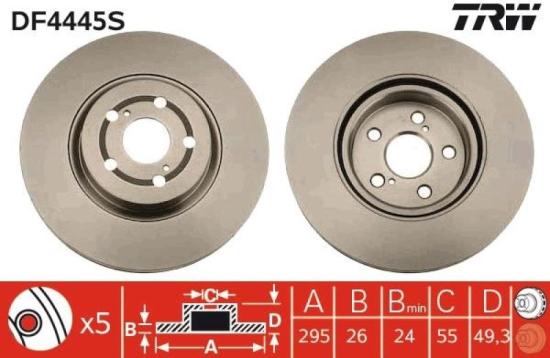 TRW Bremsbelagsatz, Scheibenbremse GDB3336 + Bremsscheibe DF4445S Bild TRW Bremsbelagsatz, Scheibenbremse GDB3336 + Bremsscheibe DF4445S